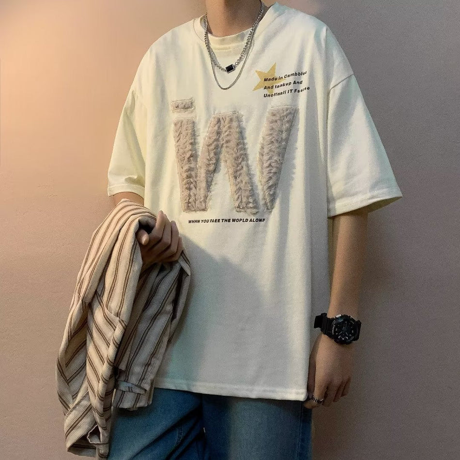 Men’s Embroidered Oversize T-Shirt – Summer Loose Fit
