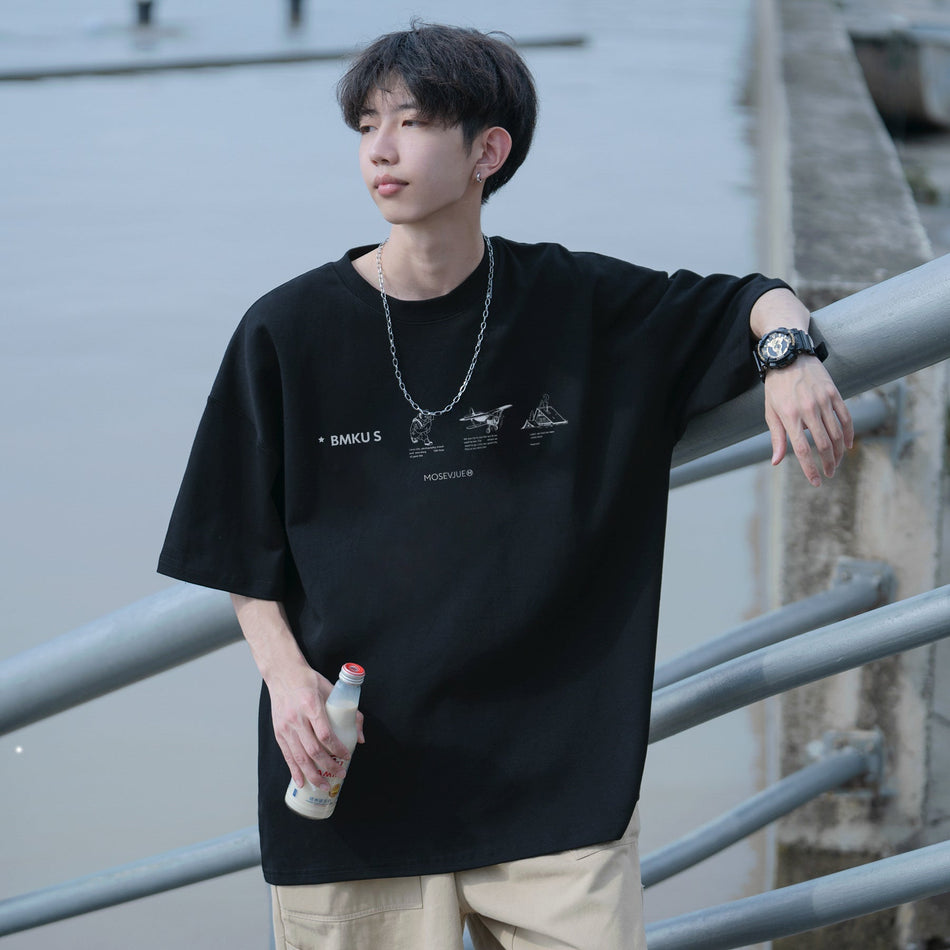 Men’s Pure Cotton Summer T-Shirt – Loose Heavyweight Fit