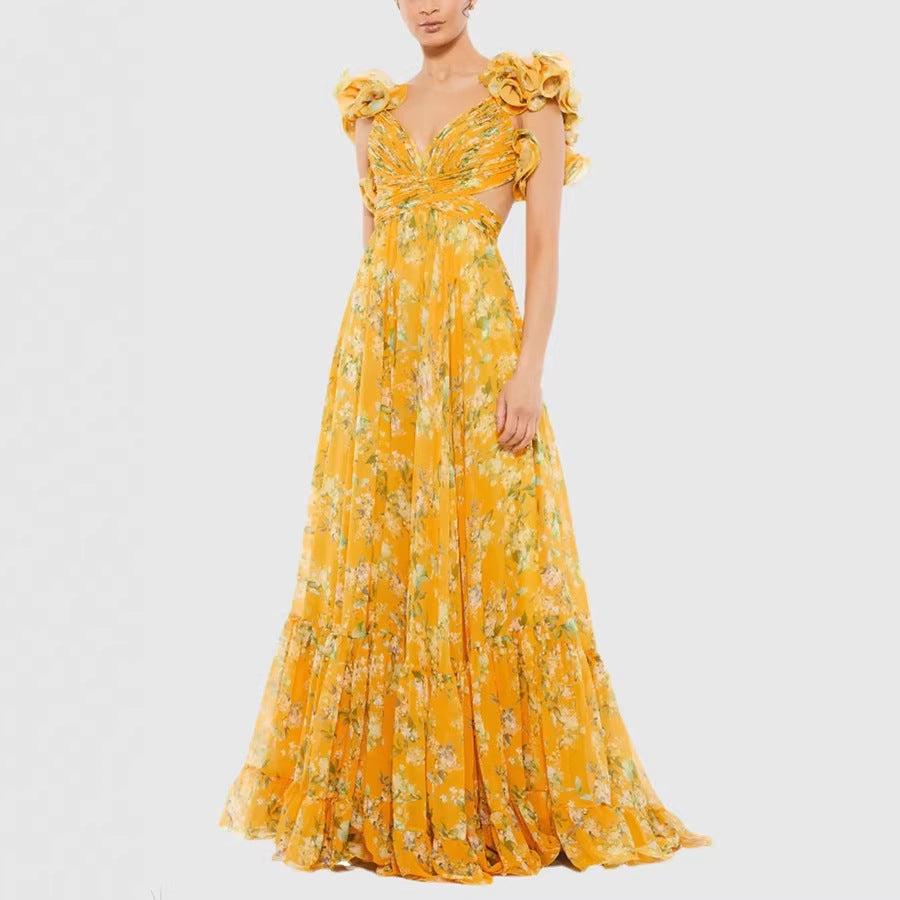 Pleated Chiffon Large Swing Dress - 2026 "INS" Summer Party Wear
