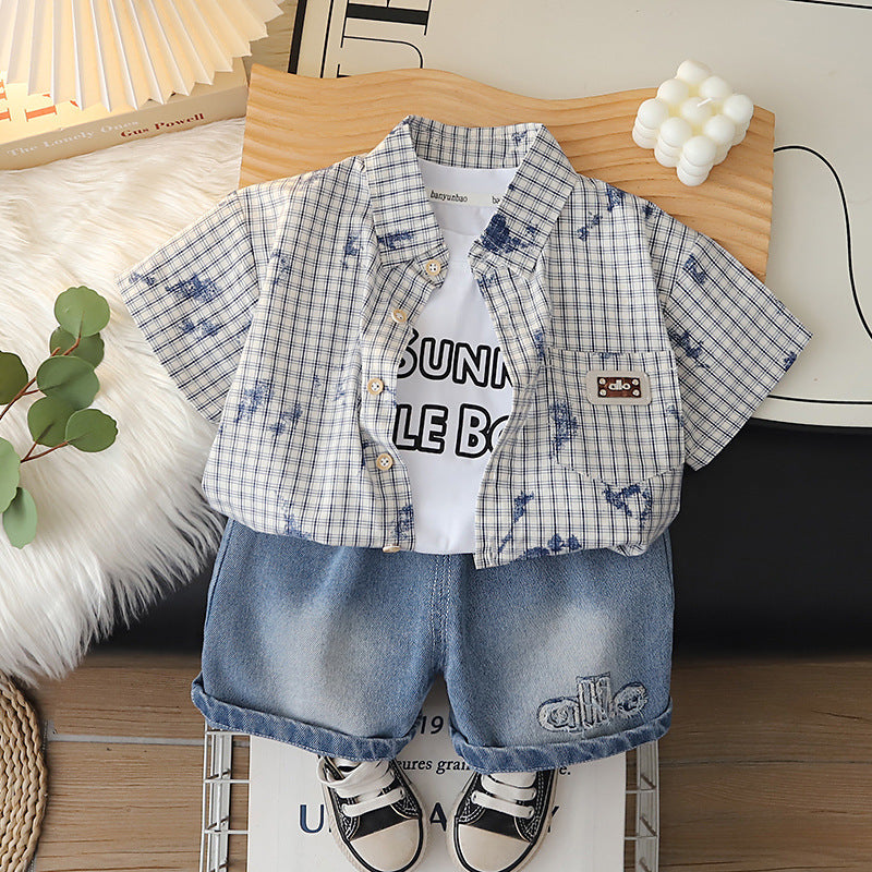 Boys 2026 Summer Plaid 3-Piece Suit