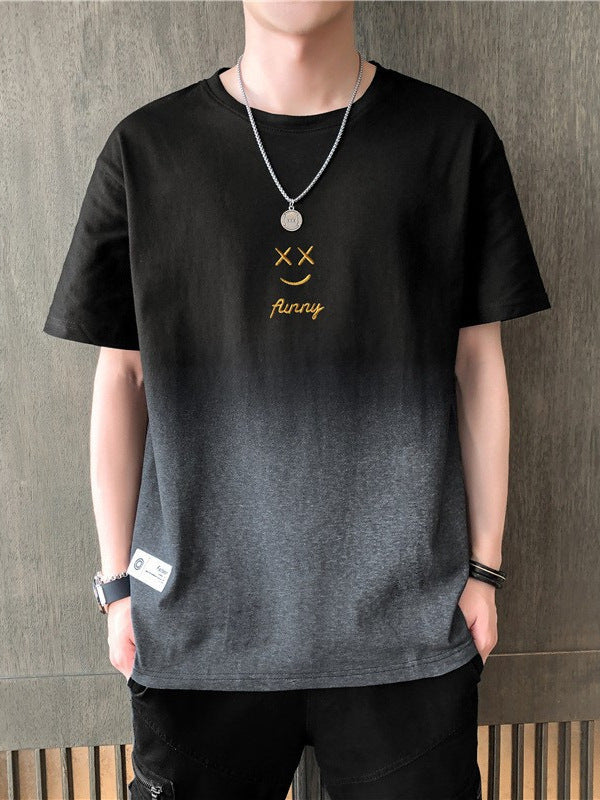 Men’s Summer Smiley Gradient T-Shirt – Trendy Half Sleeve