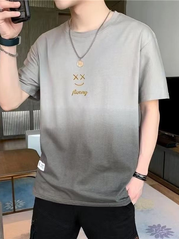 Men’s Summer Smiley Gradient T-Shirt – Trendy Half Sleeve