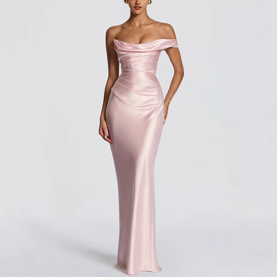 Satin Shoulder Sheath Dress - Sleek 2026 "INS" Party Wear Nepal