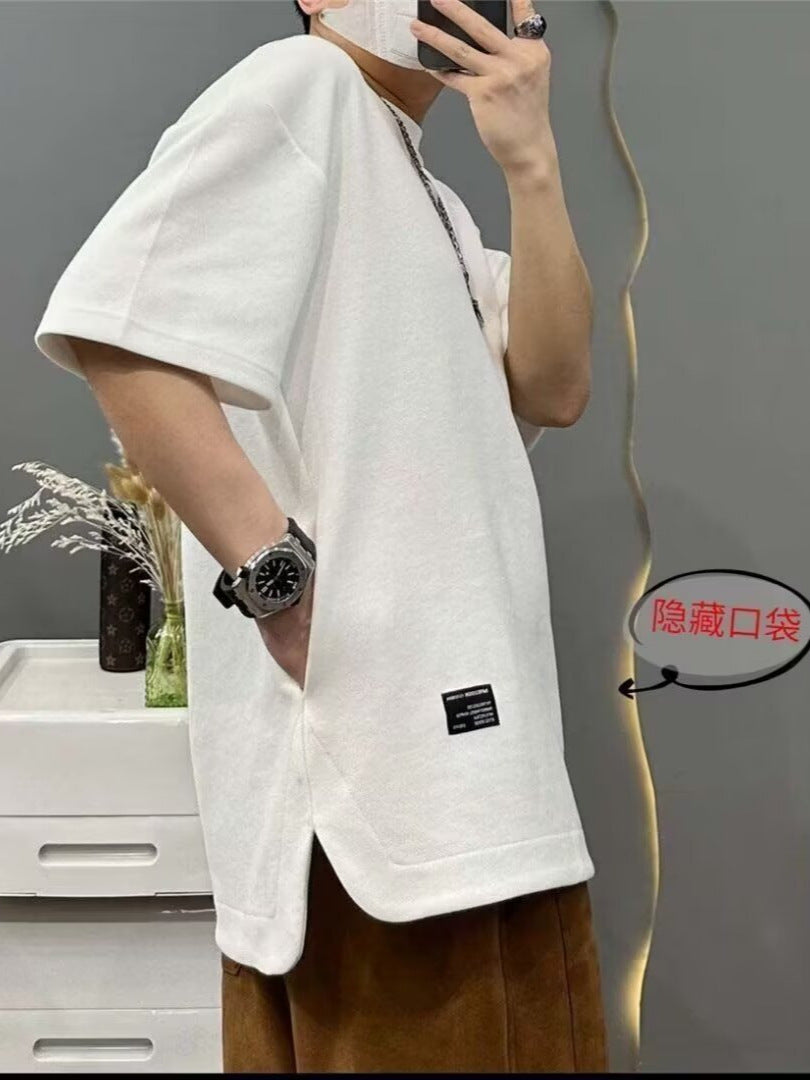 Men’s Summer Hidden Pocket T-Shirt – Loose Plus Size Fit