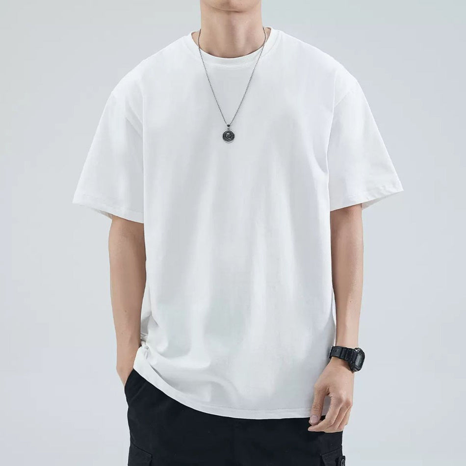 Men’s 2024 Heavy Cotton Summer T-Shirt – Loose White Fit