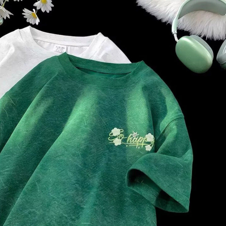Men’s Heavyweight Embroidered T-Shirt – Loose Summer Fit