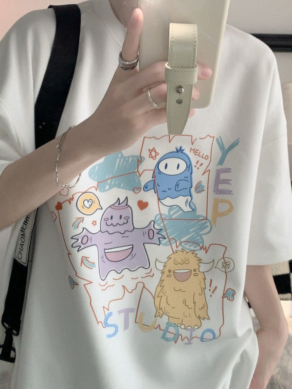 Couple’s Graffiti Print T-Shirt – Loose Summer 2026