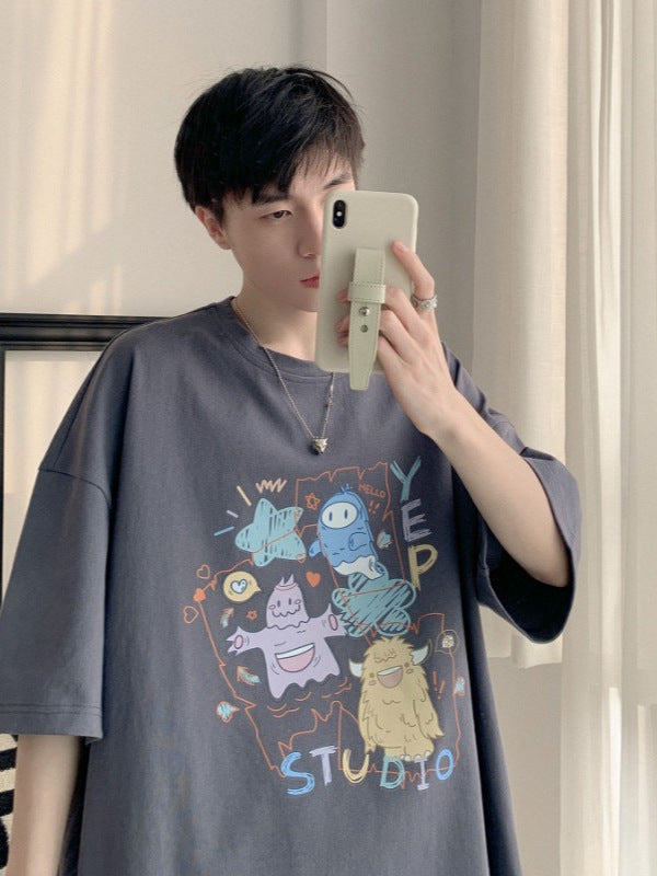 Couple’s Graffiti Print T-Shirt – Loose Summer 2026