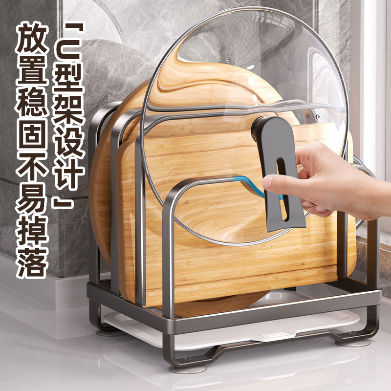 Kitchen Pot Lid Chopping Board Rack Countertop Storage Bracket