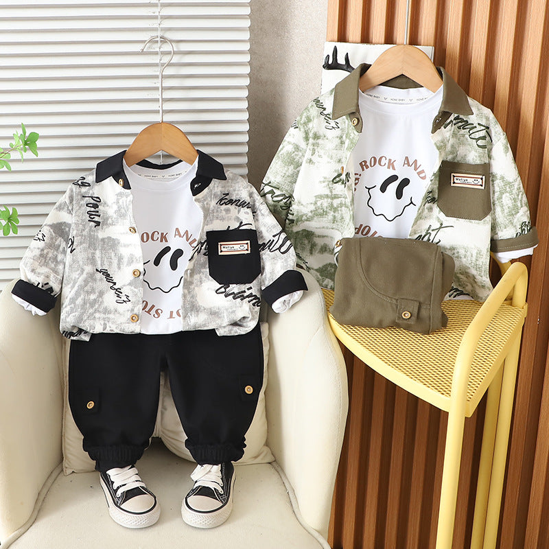 Boys 2026 Spring Autumn Letter 3-Piece Suit
