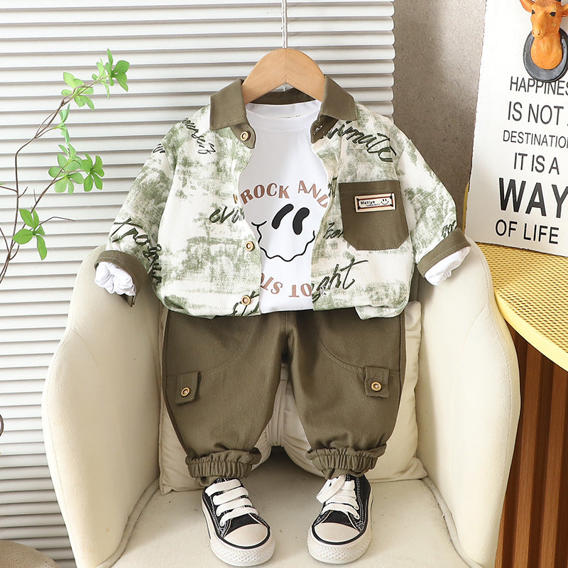 Boys 2026 Spring Autumn Letter 3-Piece Suit