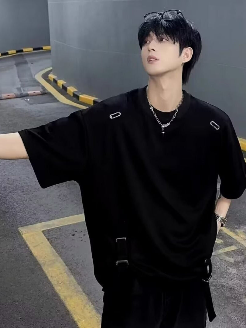 Men’s 2026 Metal Strap T-Shirt – Loose Summer Trendy Fit