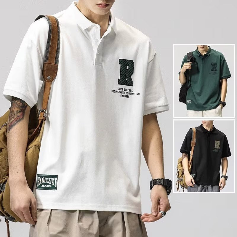Men’s Summer Polo T-Shirt – Japanese Retro Loose Fit