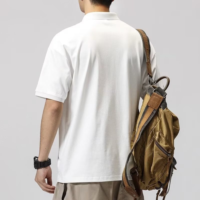 Men’s Summer Polo T-Shirt – Japanese Retro Loose Fit
