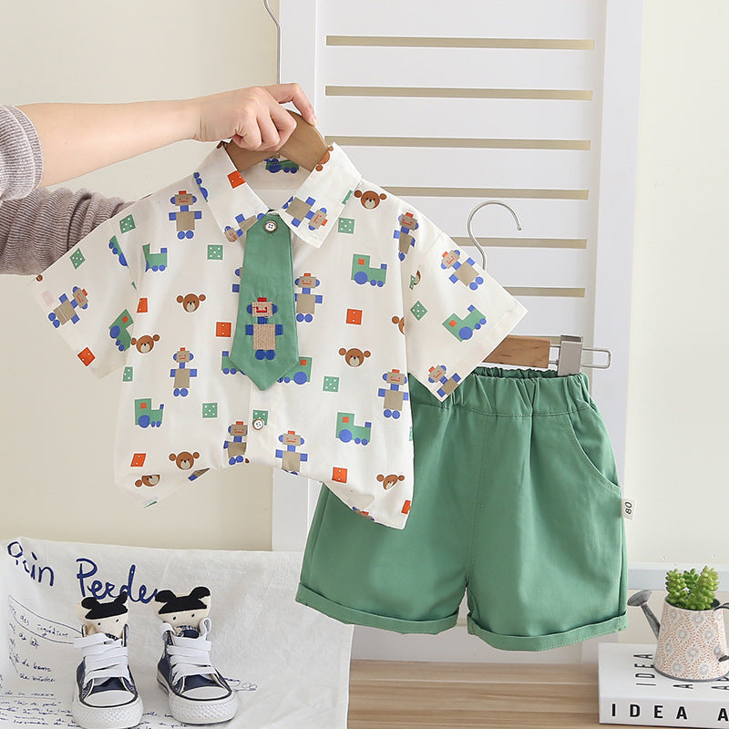 Boys 2026 Summer Cartoon 2-Piece Suit