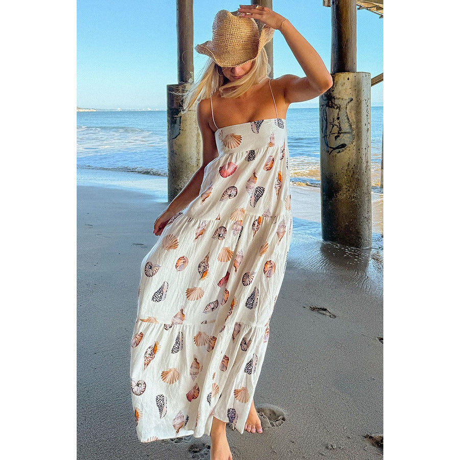 Layered Sling Printing Dress - 2026 "INS" Summer Vacation Fashion