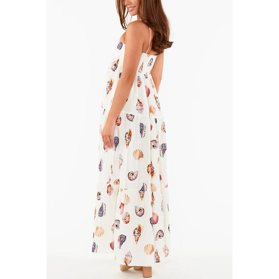 Layered Sling Printing Dress - 2026 "INS" Summer Vacation Fashion