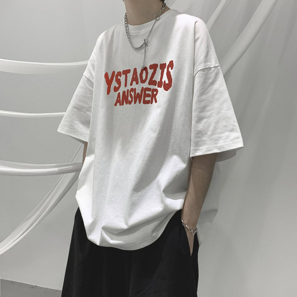 Men’s White Retro Hong Kong T-Shirt – Summer Loose Fit
