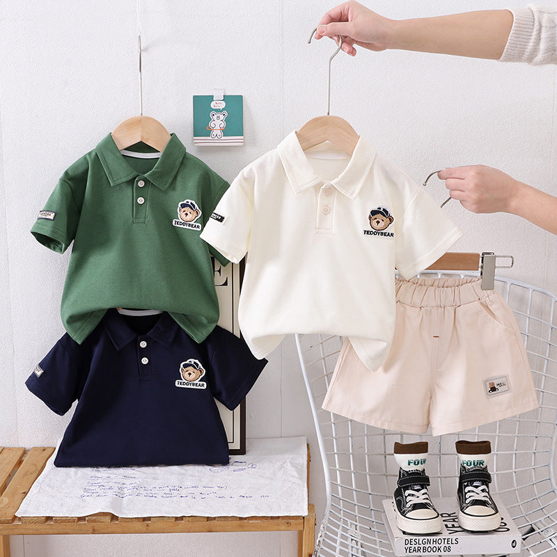 Boys 2026 Summer Lapel Polo 2-Piece Suit