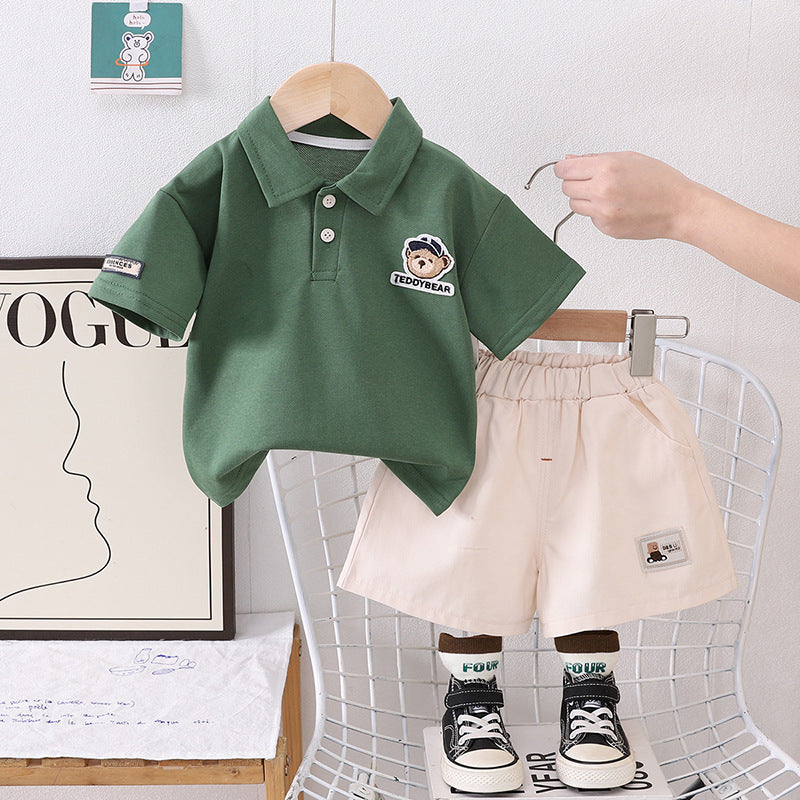 Boys 2026 Summer Lapel Polo 2-Piece Suit