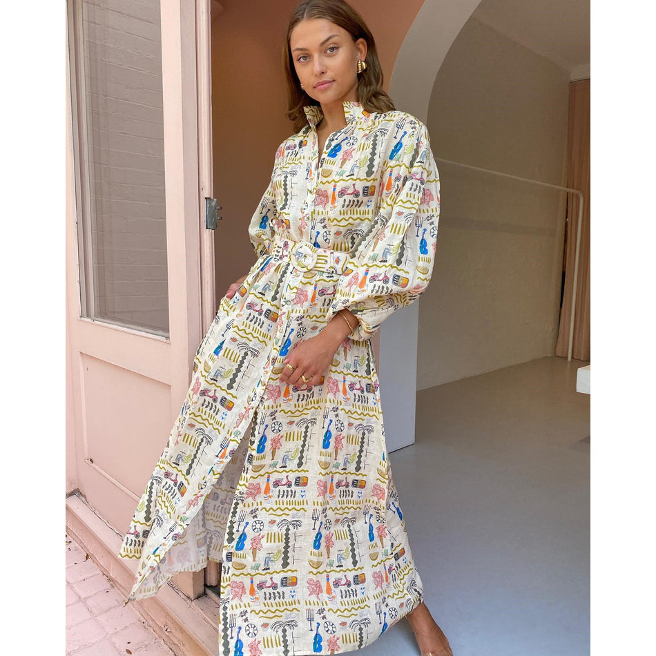 Abstract Printed Long-Sleeve Dress - 2026 "INS" Casual Vacation