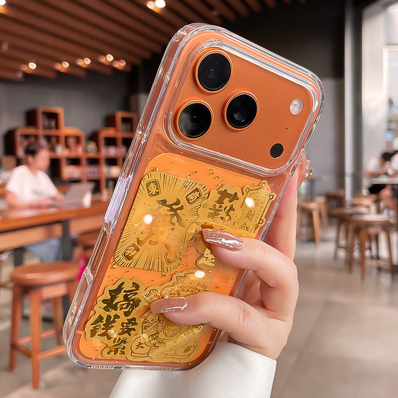 iPhone 17 Pro Max Gold Foil Lucky Transparent Case