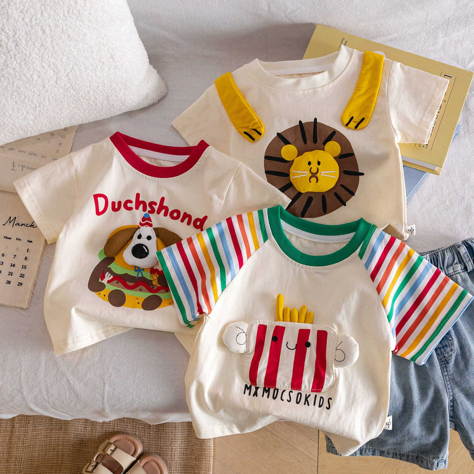 Boys 2026 Summer Cartoon Cotton Short-Sleeve T-Shirt