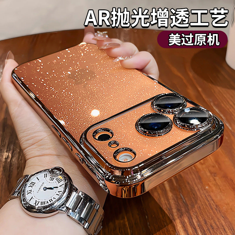 iPhone 17 Pro Max Transparent Glitter AI Button Case