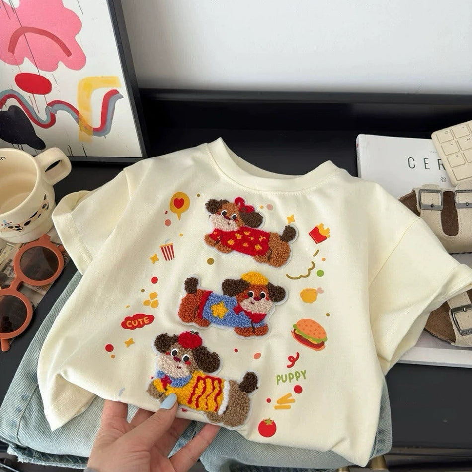 Boys 2026 Summer Cartoon 3D Cotton Short-Sleeve T-Shirt