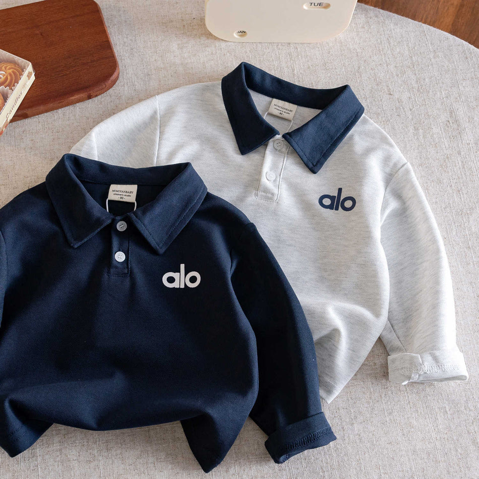 Kids 2026 Autumn Long-Sleeve Polo Cotton T-Shirt