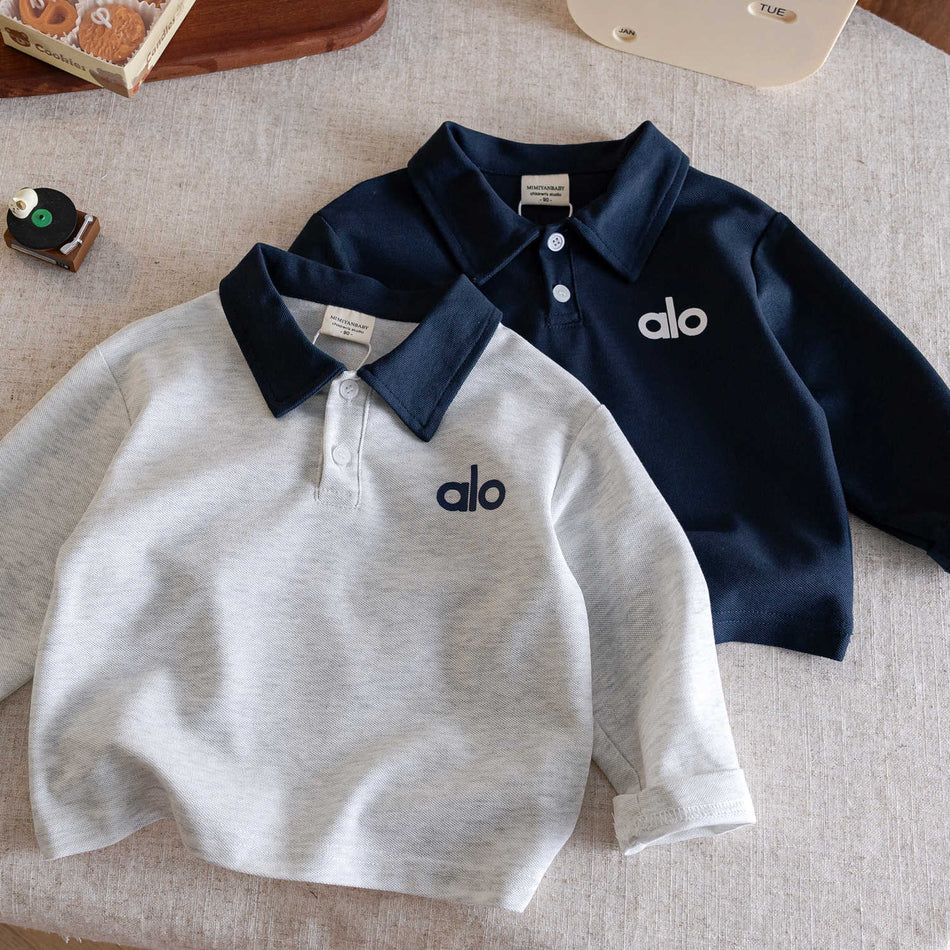 Kids 2026 Autumn Long-Sleeve Polo Cotton T-Shirt