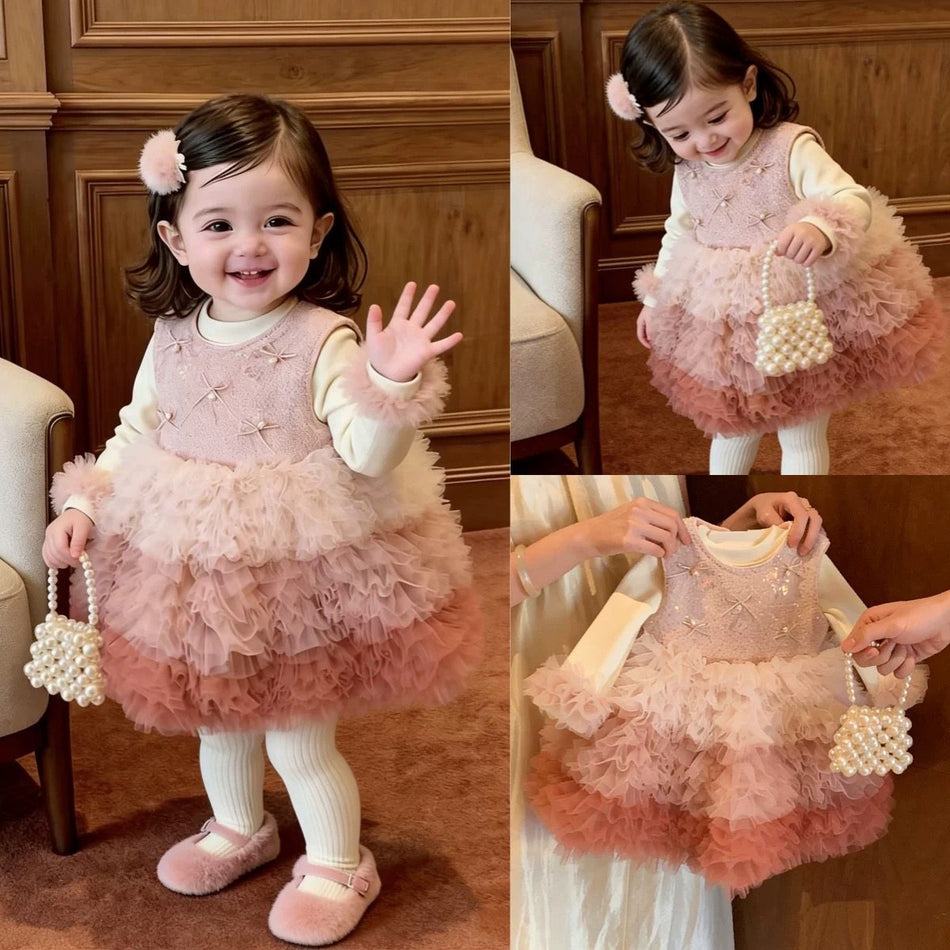 Girls 2026 Winter Birthday Princess Pettiskirt Dress
