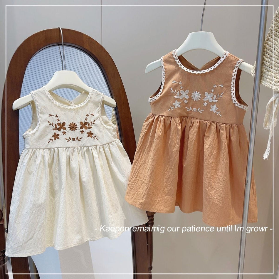 Baby Girls 2026 Summer Embroidered Sleeveless Vest Dress