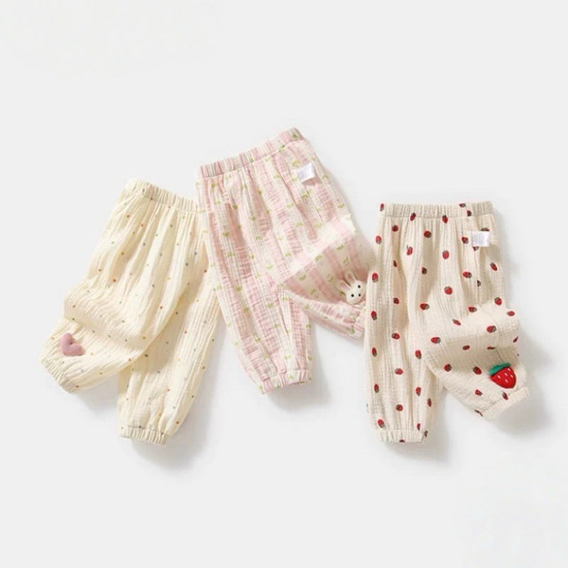 Girls’ 2026 Summer Anti-Mosquito Cotton Gauze Pants