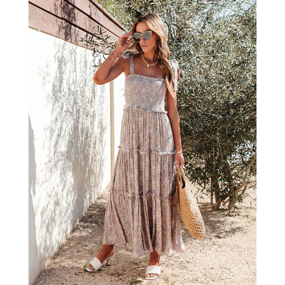 Casual Sling Lace-Up Dress - 2026 "INS" Micro-Pleat Vacation Luxe