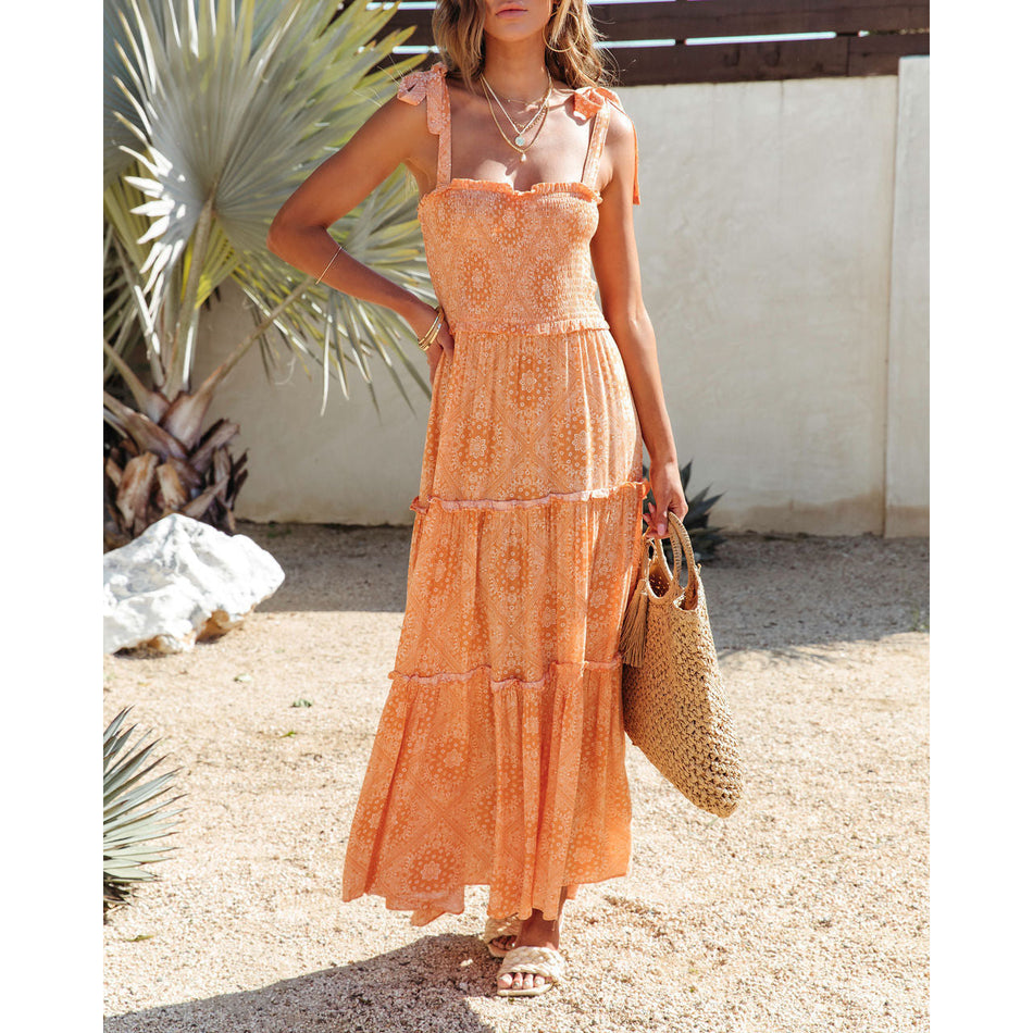 Casual Sling Lace-Up Dress - 2026 "INS" Micro-Pleat Vacation Luxe