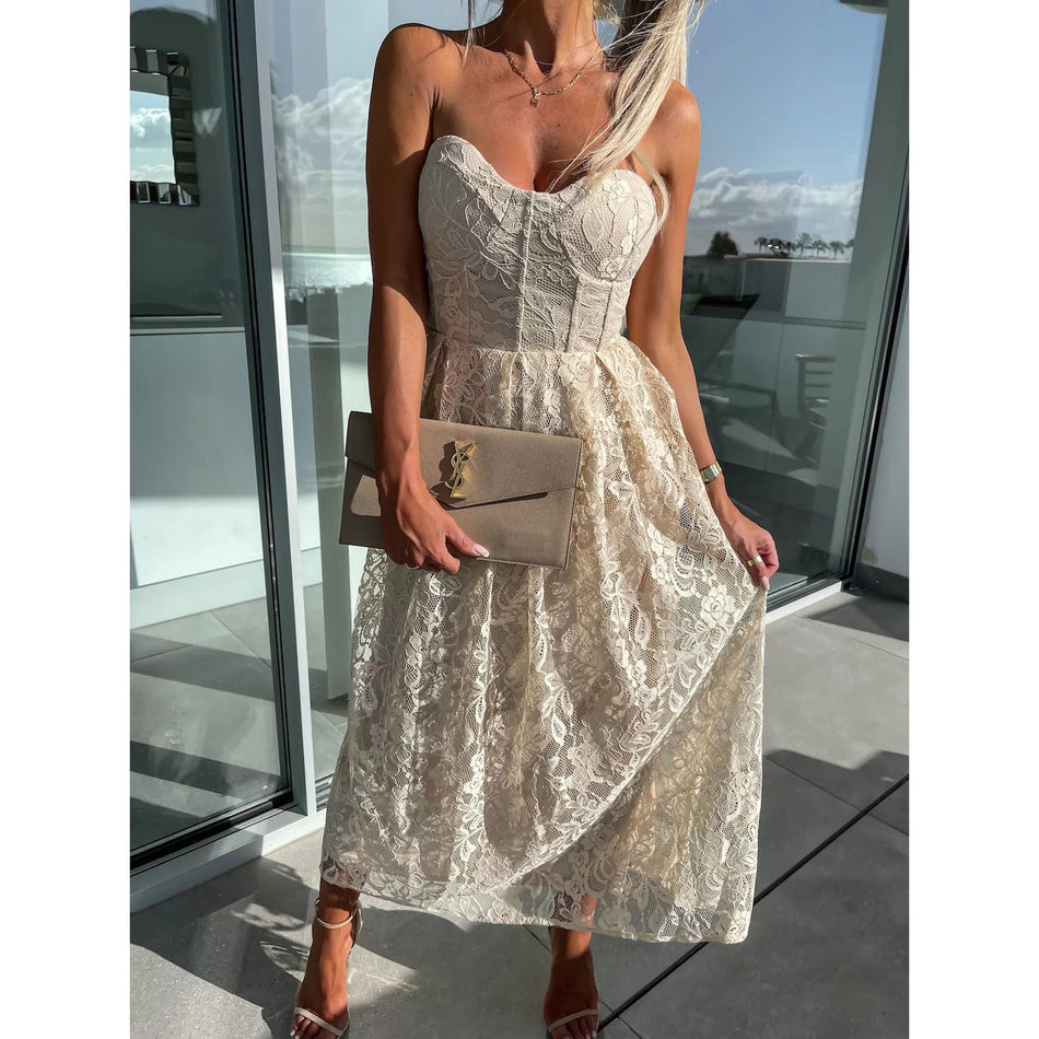 Wrap Chest Lace Dress - 2026 "INS" Romantic Holiday Luxe