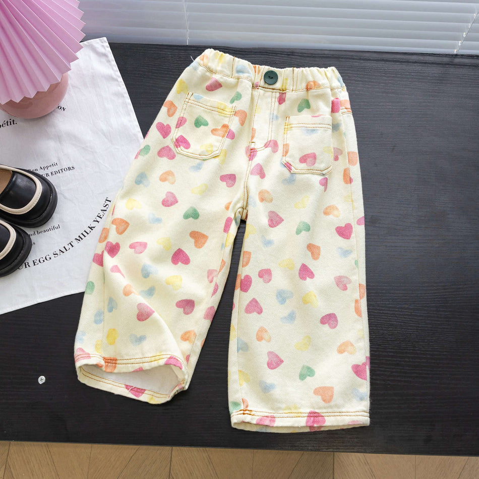 Girls 2026 Spring Korean-Style Casual Straight Jeans