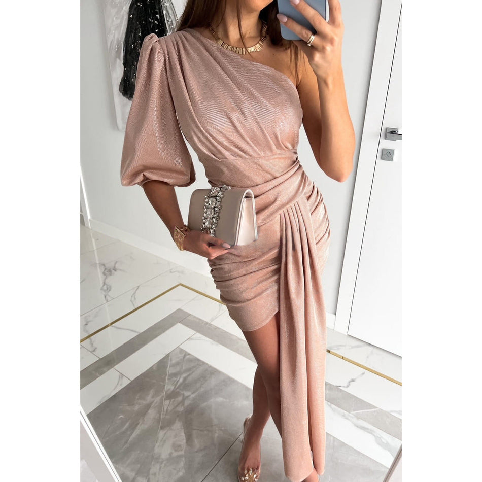 Off-Shoulder Multi-Color Dress - 2026 "INS" Sunset Gradient Party