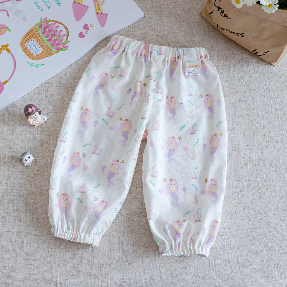 Girls Summer Anti-Mosquito Cartoon Nine-Point Pants