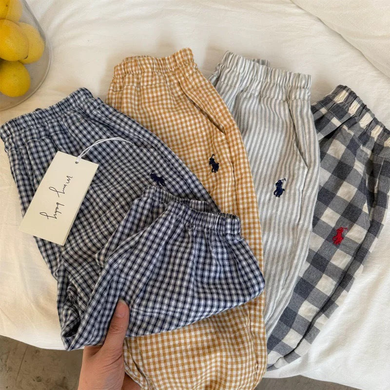 Kids 2026 Summer Plaid Anti-Mosquito Loose Pants
