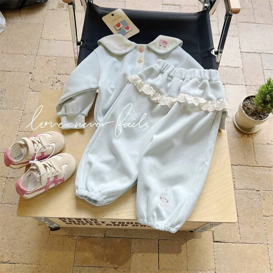 Trendy Korean Girls Sweatshirt & Leggings Set
