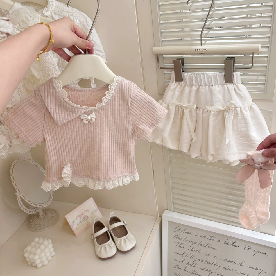 Trendy Korean Girls Summer Suit 2026 – Pink Set