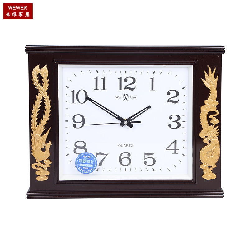 Chinese Style Square Wall Clock Decorative Living Room Bedroom