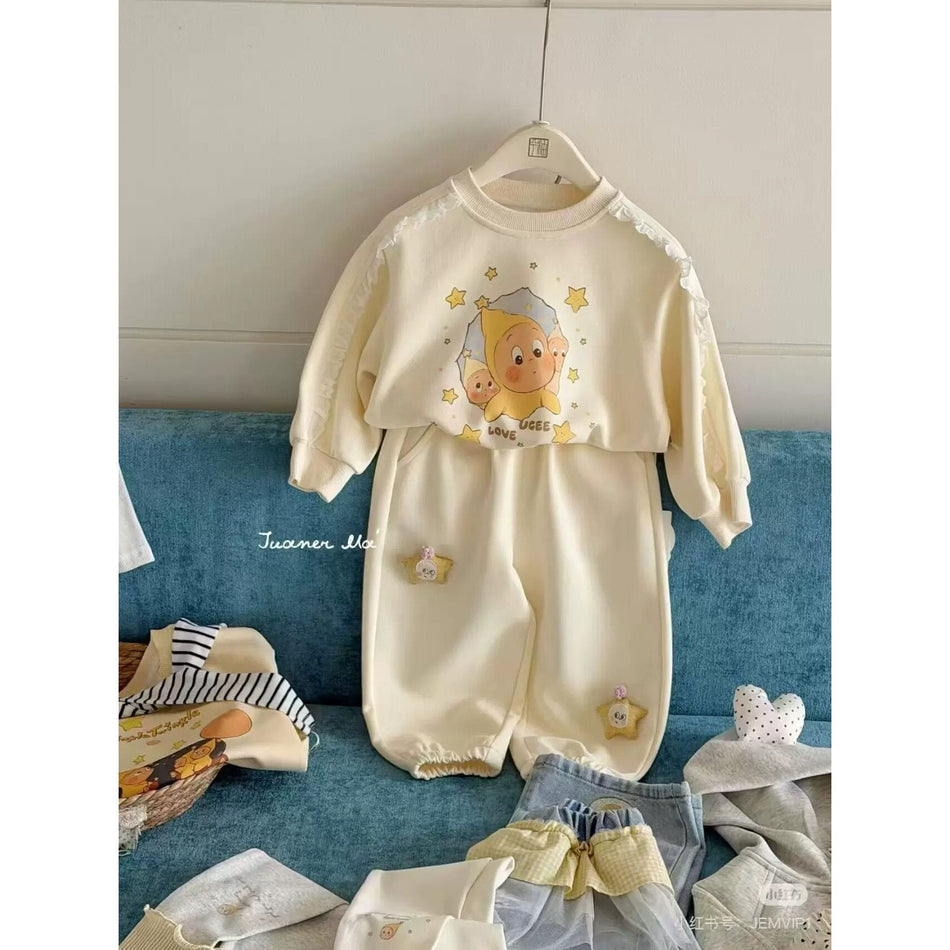 Trendy Girls Star Sweater & Pants Set – Spring 2026