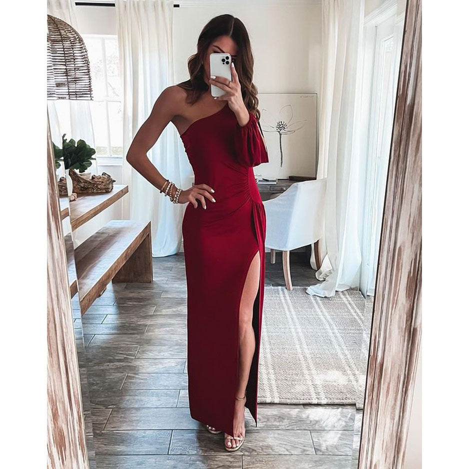 Shoulder-Split Party Dress - 2026 "INS" Liquid-Aura Vacation Luxe