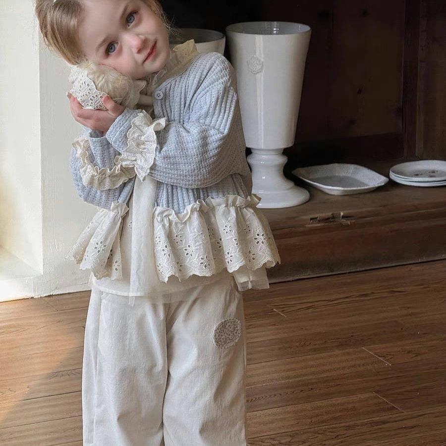 Korean Girls Spring Suit 2026 – Cardigan & Wide-Leg Pants
