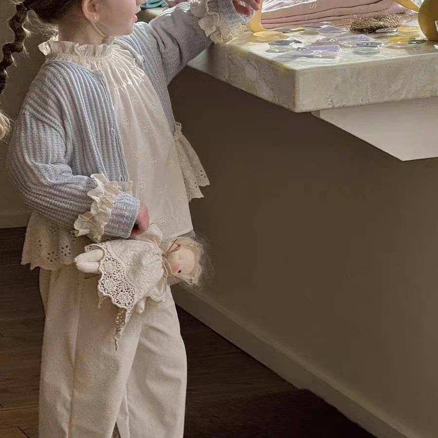 Korean Girls Spring Suit 2026 – Cardigan & Wide-Leg Pants
