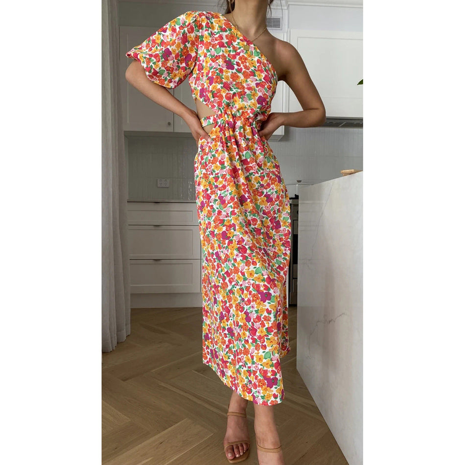 Off-Shoulder Small Floral Dress - 2026 "INS" Romantic Meadow Luxe