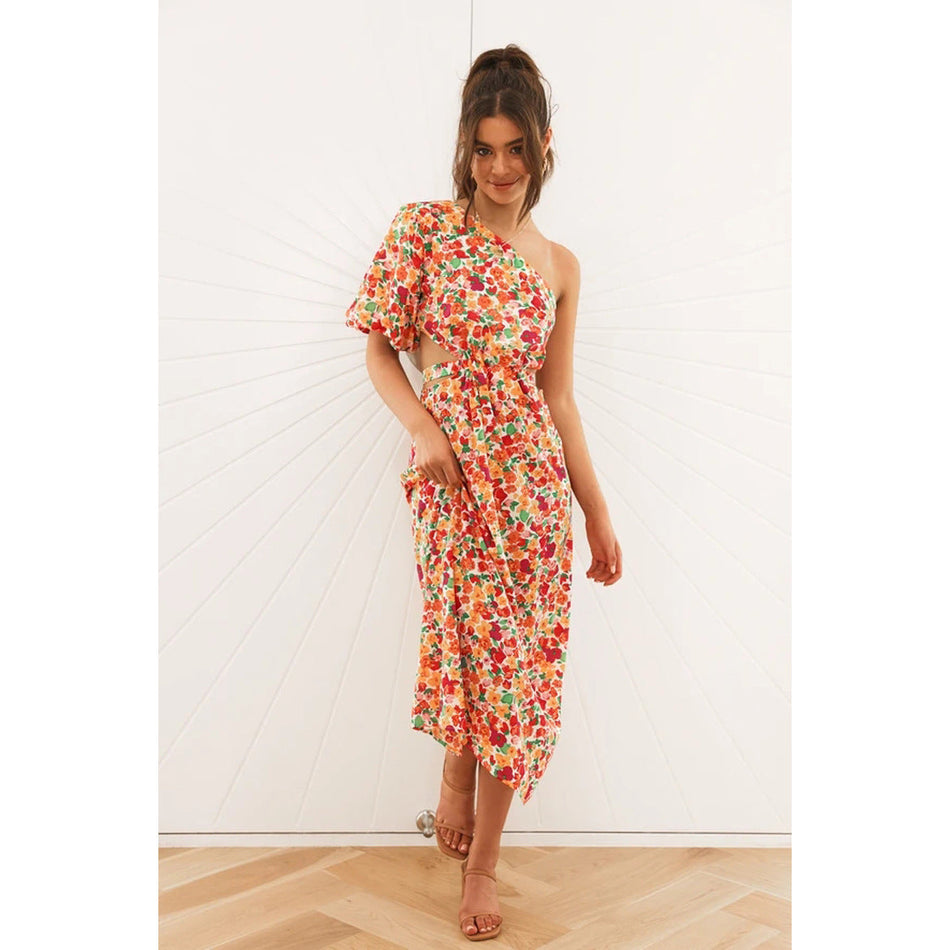 Off-Shoulder Small Floral Dress - 2026 "INS" Romantic Meadow Luxe